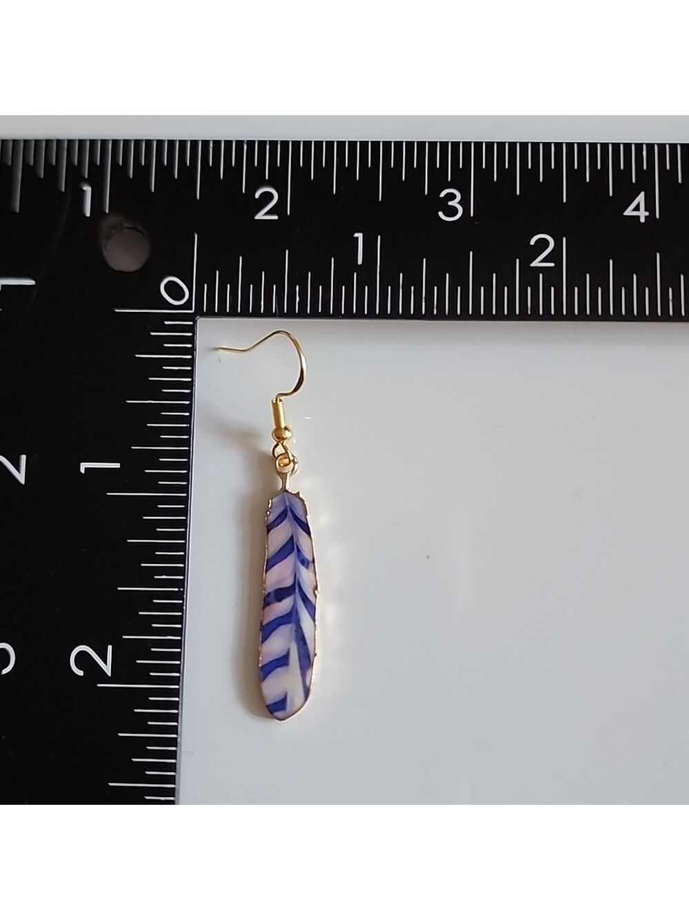 MULTICOLOR Striped Fade Southwestern Boho Feather 925S HOOK Earrings - Picture 2 of 2